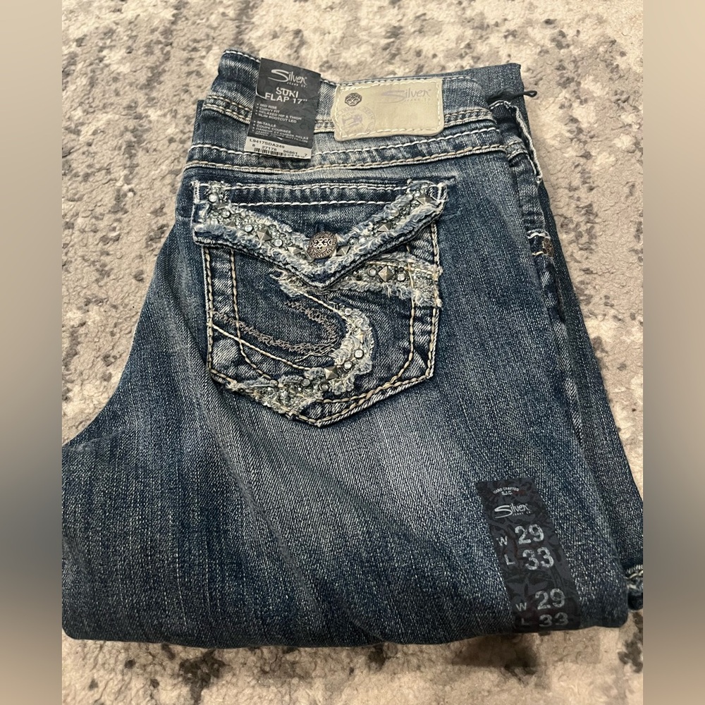 Silver Jeans Blue Denim with Distinctive Stitching